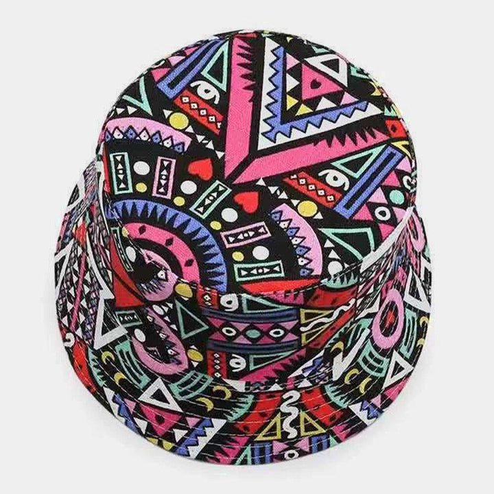Unisex Canvas Colored Cartoons Geometry Floral Pattern Casual Sunshade Bucket Hat - Trendha