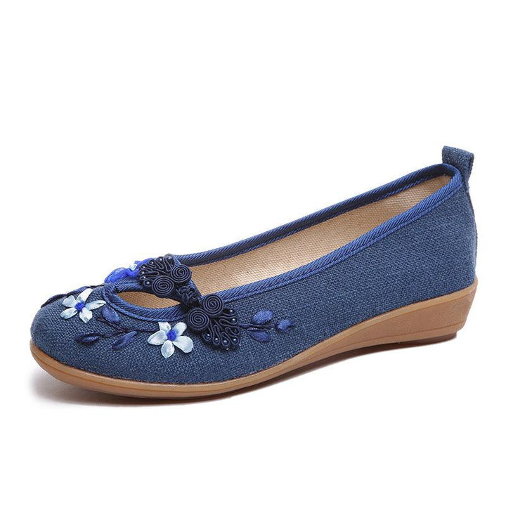 Cloth Shoes Small Floral Buckle Low-top Shoes Low-cut Square Dance Mom Shoes Women's Shoes 404142 - Trendha