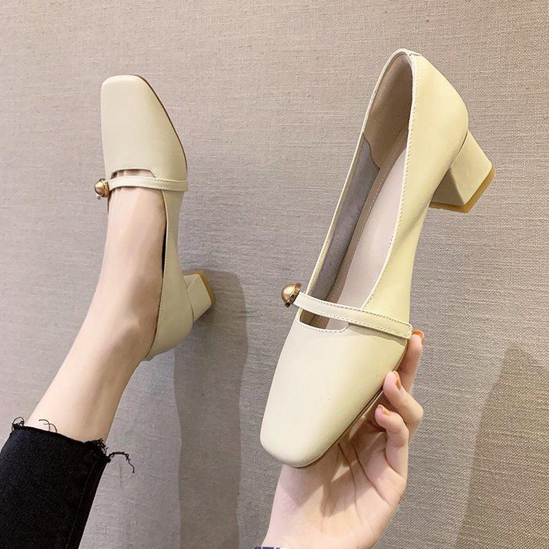 Korean Style Shallow Mouth One Word Buckle Fashion Single Shoes Casual Shoes - Trendha