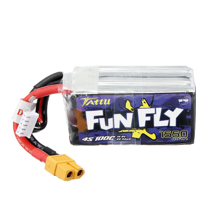 TATTU Funfly 14.8V 1550mAh 100C 4S XT60 Plug Lipo Battery for Emax HAWK 5 FPV Racing Drone - Trendha
