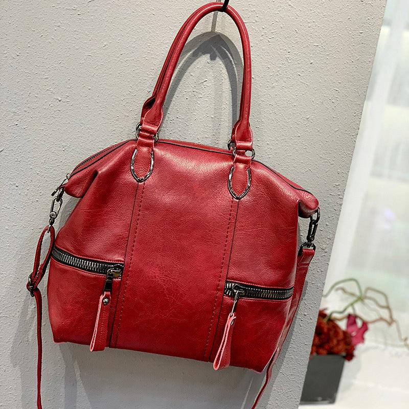 Large-capacity Soft Leather Shoulder Messenger Bag - Trendha