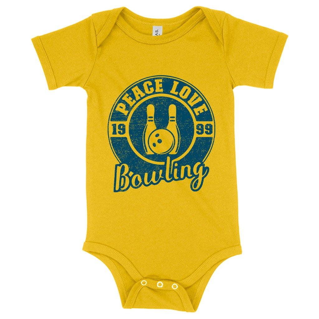 Baby Jersey Peace Love Bowling Onesie - Bowling Onesie Design - Bowling Themed Onesies - Trendha