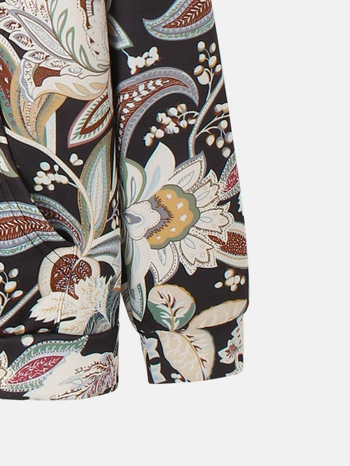 Mens Vintage Floral Print Long Sleeve Hoodies With Kangaroo Pocket - Trendha
