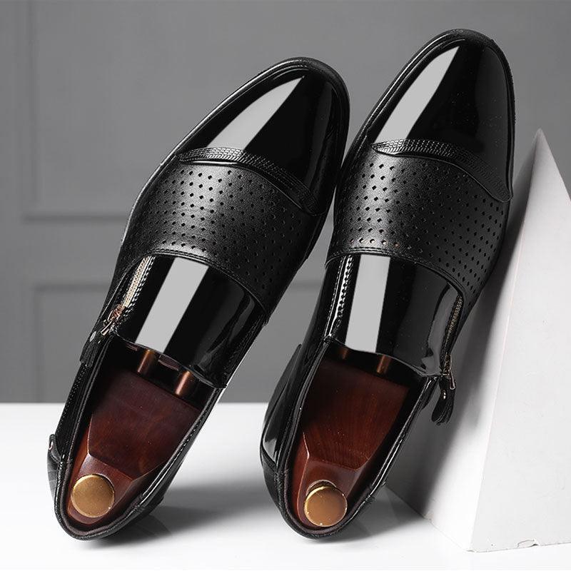 Men's New Business PU Leather Shoes Hollowed Out Breathable