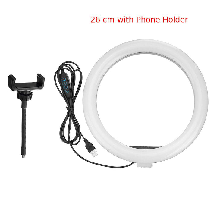 Portable Ring Light LED Makeup Ring Lamp USB Selfie Ring Lamp Phone Holder Tripod Stand Photography Lighting - Trendha