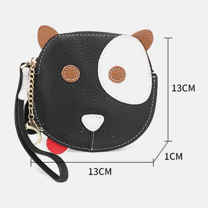 Women Genuine Leather Cowhide Cute Cartoon Dog Pattern Small Storage Bag Coin Bag - Trendha