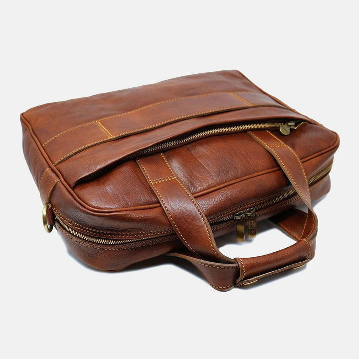 Men PU Leather Multi-pocket 14 Inch Laptop Bag Messenger Bag Travel Crossbody Bag Handbag - Trendha