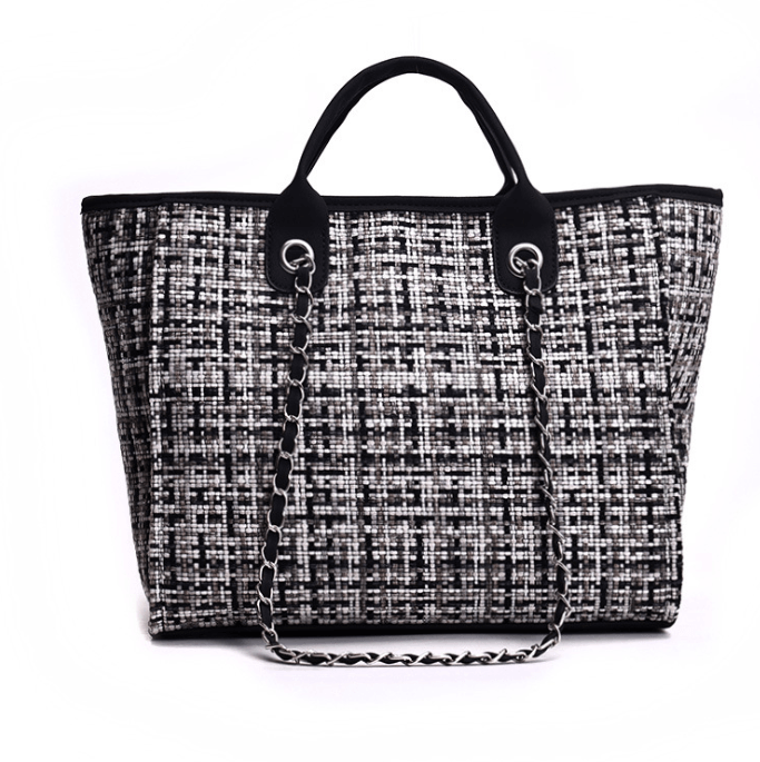 Plaid cloth handbag Fashion big bag Spring and summer new chain shoulder bag tide small fragrance handbag - Trendha