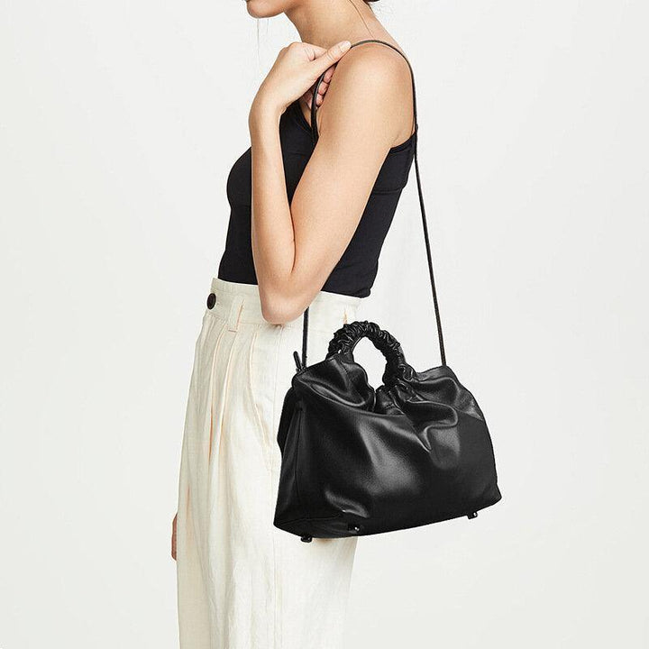 Women PU Leather Solid Color Shell-Shape Ruched Bag Handbag Satchel Bag Shoulder Bag Crossbody Bag - Trendha