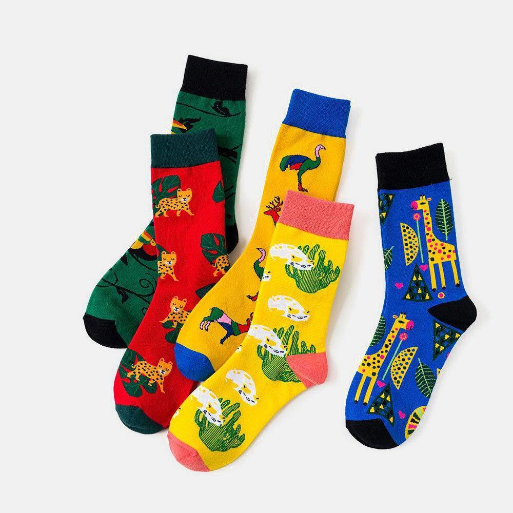 Unisex Animal Series Pattern Colourful Patchwork Color Cute Tube Socks - Trendha