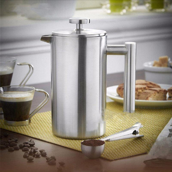 350ml Double Wall Stainless Steel Coffee Plunger French Press Tea Maker Handy Coffee Machine - Trendha