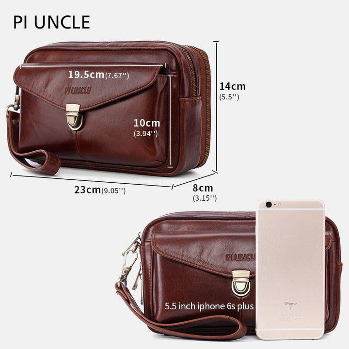 Men Genuine Leather Large Capacity Clutches Bags Phone Bag Card Holder - Trendha