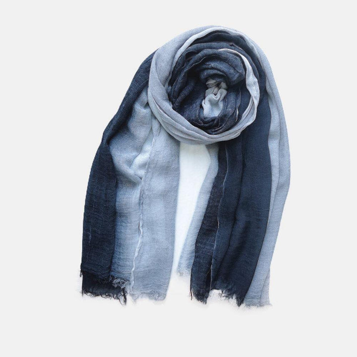 Women Cotton Gradient Color Natural Fold Silk Scar Casual Neck Protection Literary Style Scarf - Trendha