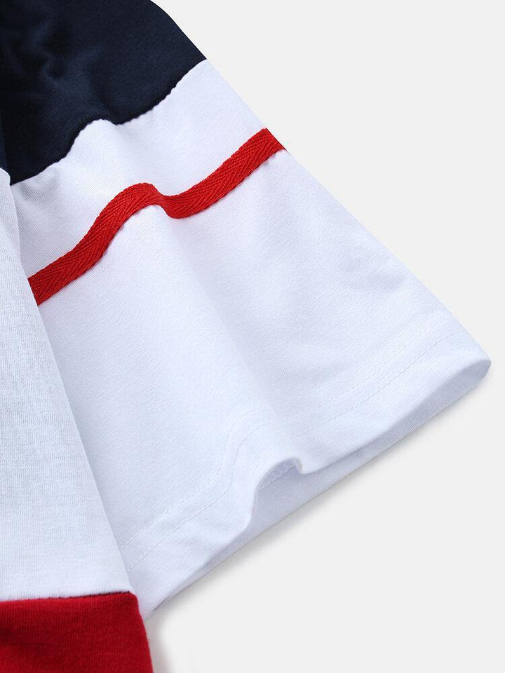 Mens Color Block Patchwork Casual Short Sleeve Golf Shirt - Trendha