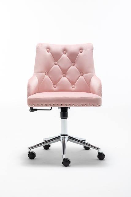 Temi velvet desk work chair upholstered lounge chair adjustable office chair - Trendha