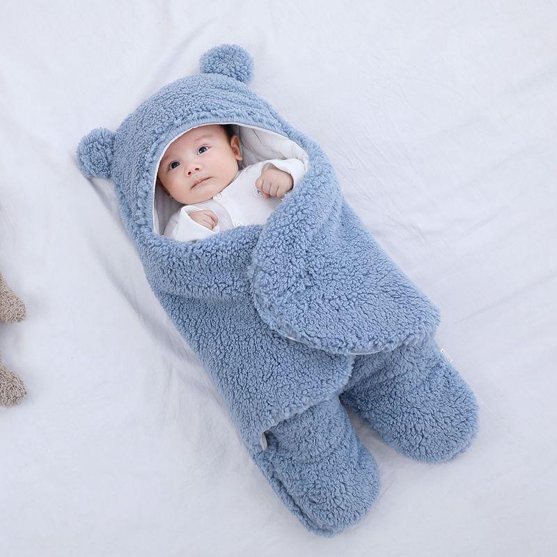 Baby Sleeping Bag Ultra-Soft Fluffy Fleece Newborn Receiving Blanket Infant Boys Girls ClothesSleeping Nursery Wrap Swaddle - Trendha
