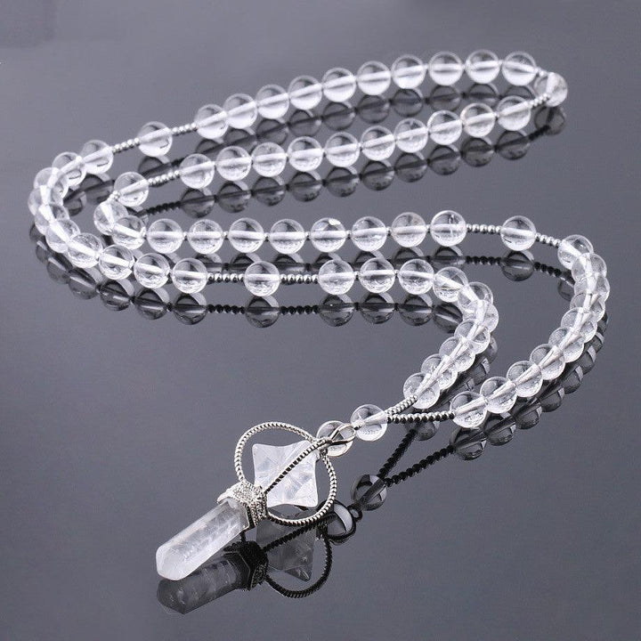 Natural White Crystal Column Natural Stone Necklace - Trendha