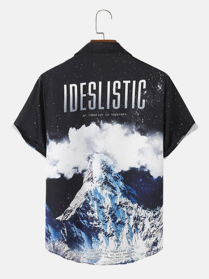 Mens Casual Snow Mountain Pattern Shirts - Trendha