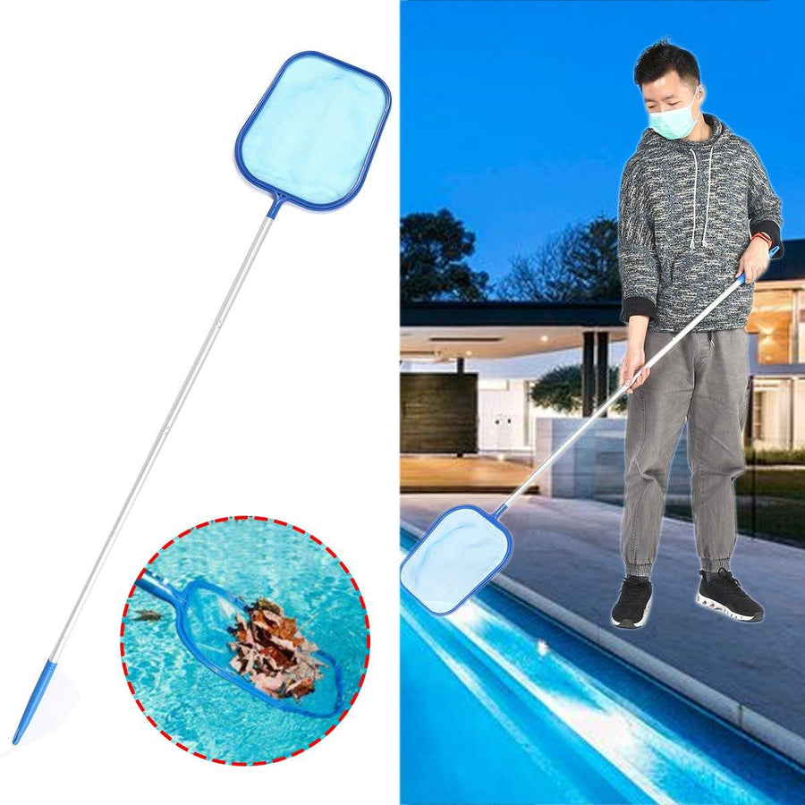 Removable 5 Section Swimming Pool Net Aluminum Telescopic Cleaning Pole Pool Leaf Skimmer Cleaning Tool - Trendha