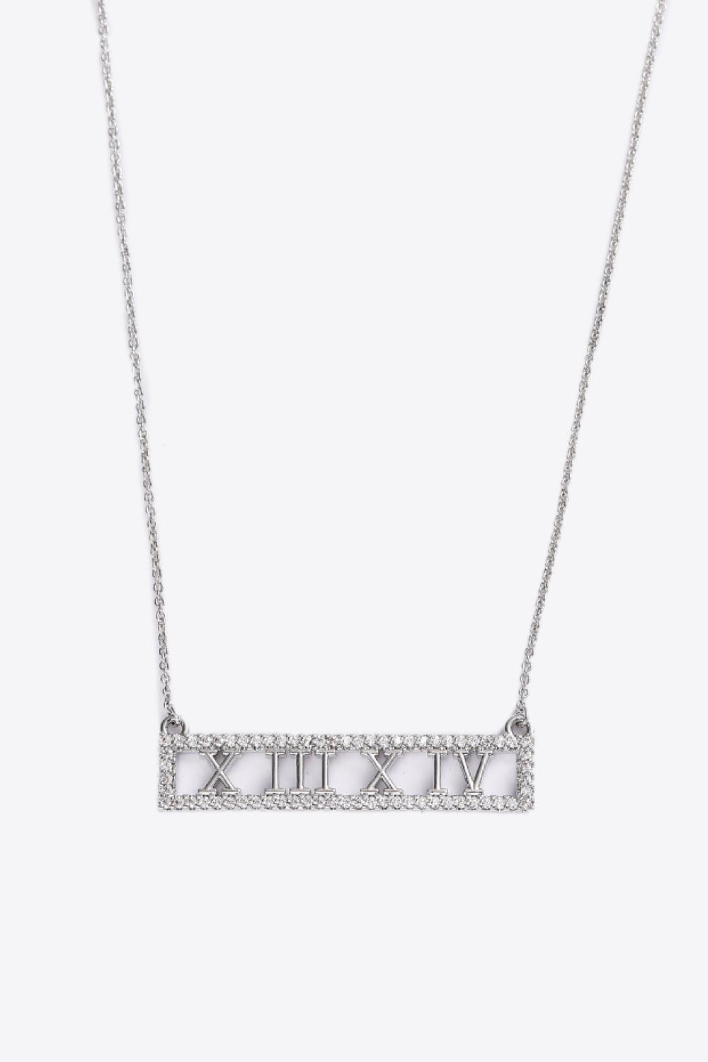 Inlaid Cubic Zirconia Bar Pendant Necklace - Trendha