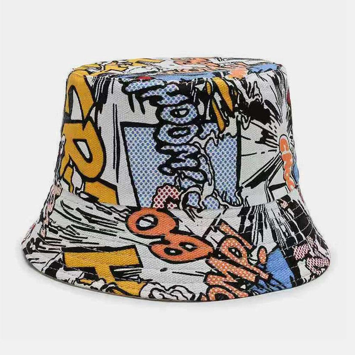 Unisex Canvas Colored Cartoons Geometry Pattern Casual Sunshade Bucket Hat - Trendha