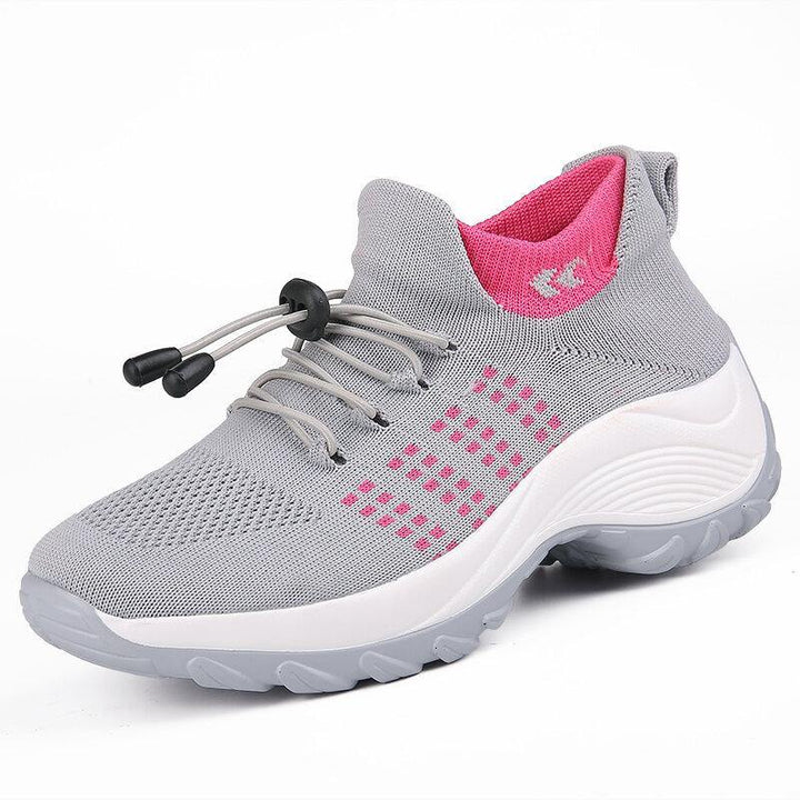 Women Casual Knitted Mesh Lace-up Antiskid Running Shoes - Trendha