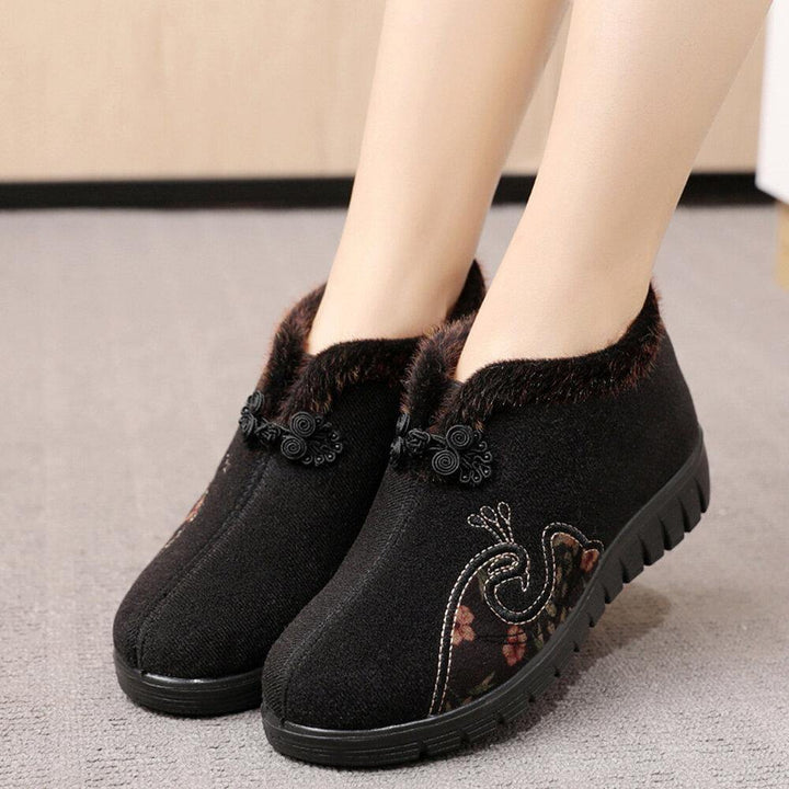Women Comfy Ethnic Pattern Warm Lining Soft Slip Resistant Boots - Trendha