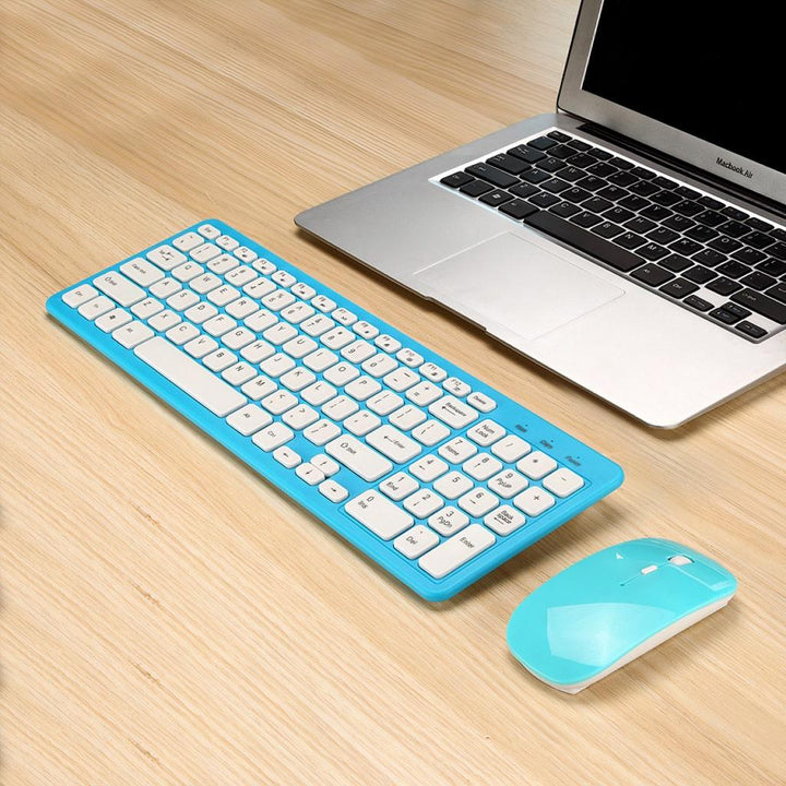 Blue Wireless Keyboard & Mouse - Trendha