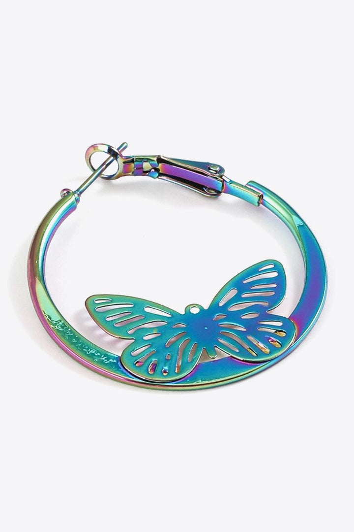 Multicolored Butterfly Huggie Earrings - Trendha