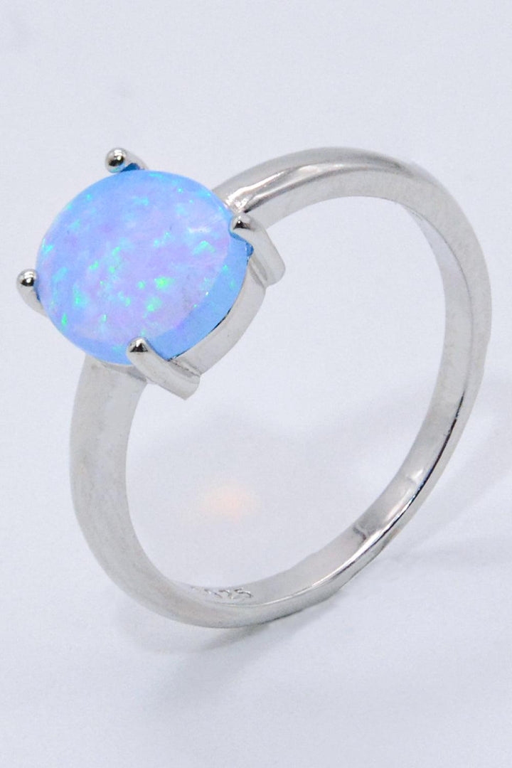 925 Sterling Silver Opal Solitaire Ring - Trendha