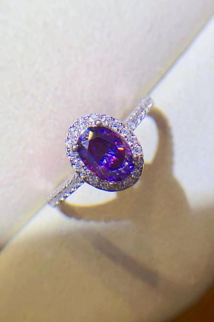 925 Sterling Silver 1 Carat Purple Moissanite Ring - Trendha