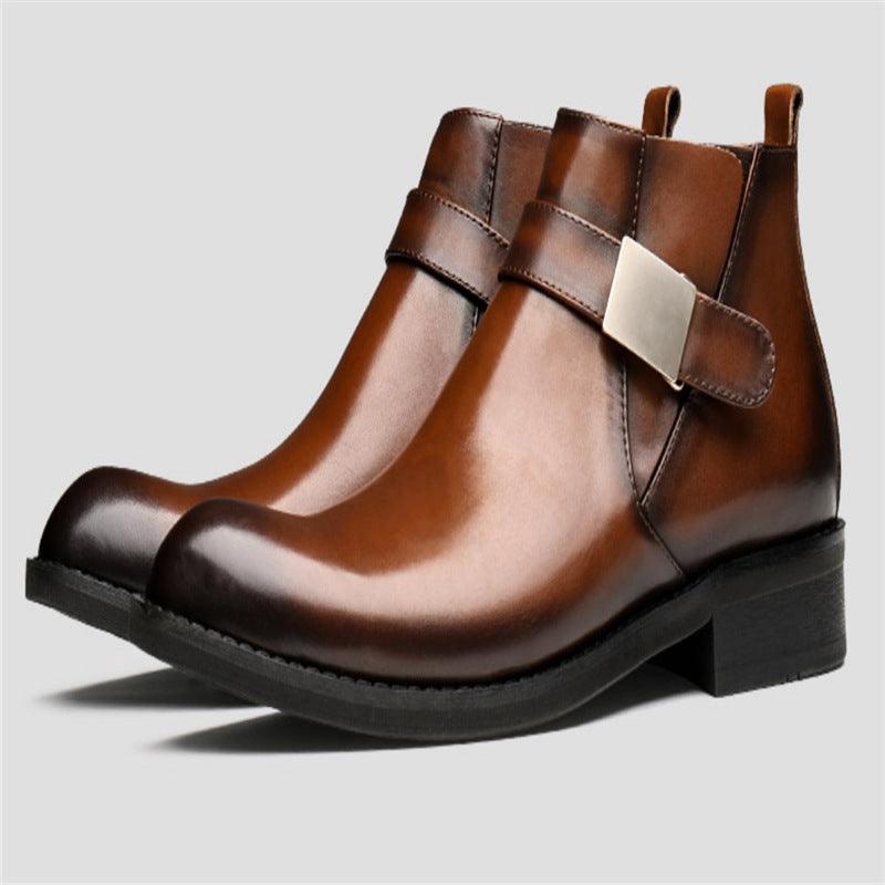 Men's High-Top Boots with Cotton Upper and Cowhide Shaft