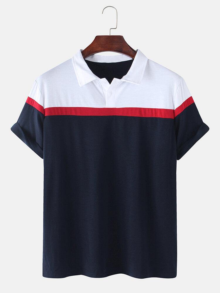 Mens Colorblock Casual Sport Short Sleeve Golf Shirts - Trendha