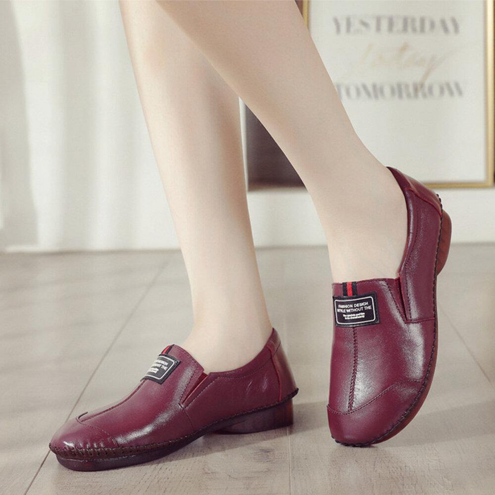 Women Comfy Genuine Leather Soft Slip Resistant Flats Loafers - Trendha