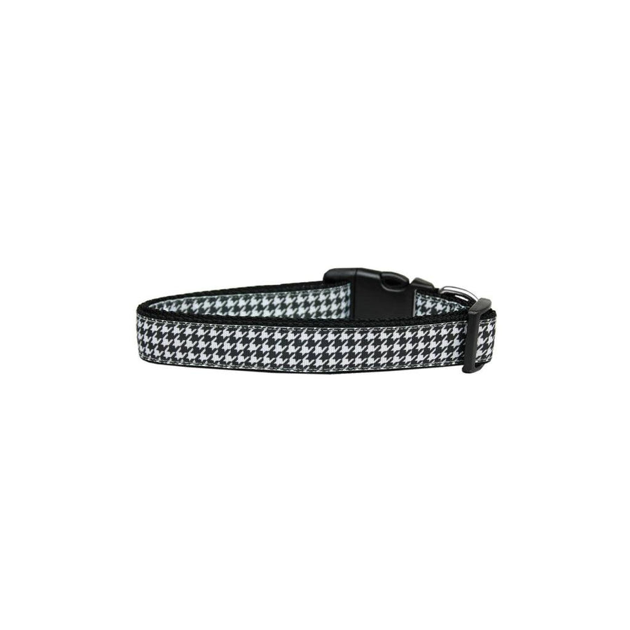Black Houndstooth Nylon Ribbon Collar - Trendha