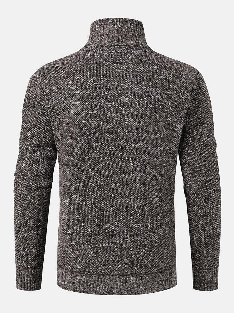 Mens Knitted Warm Vintage High Neck Long Sleeve Sweaters - Trendha