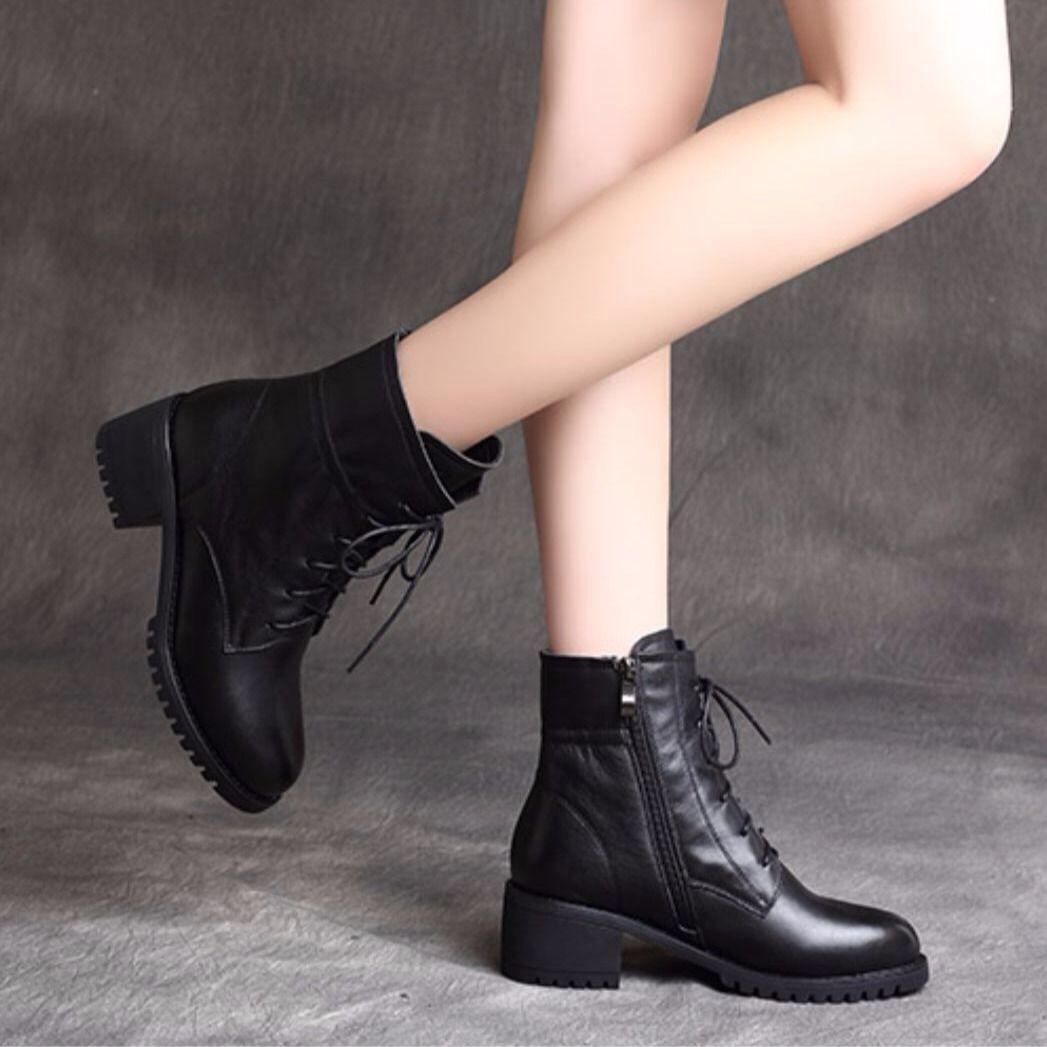 Women's PU Lace-Up Ankle Boots