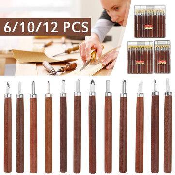 6/10/12Pcs Wood Stone Carving Chisels Hand Woodworking Kit Cutter Tools Set - Trendha