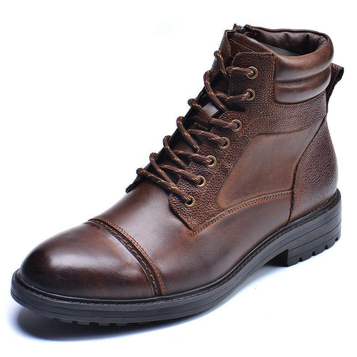 Fashion Simple Men's Top Layer Cowhide Leather Boots - Trendha