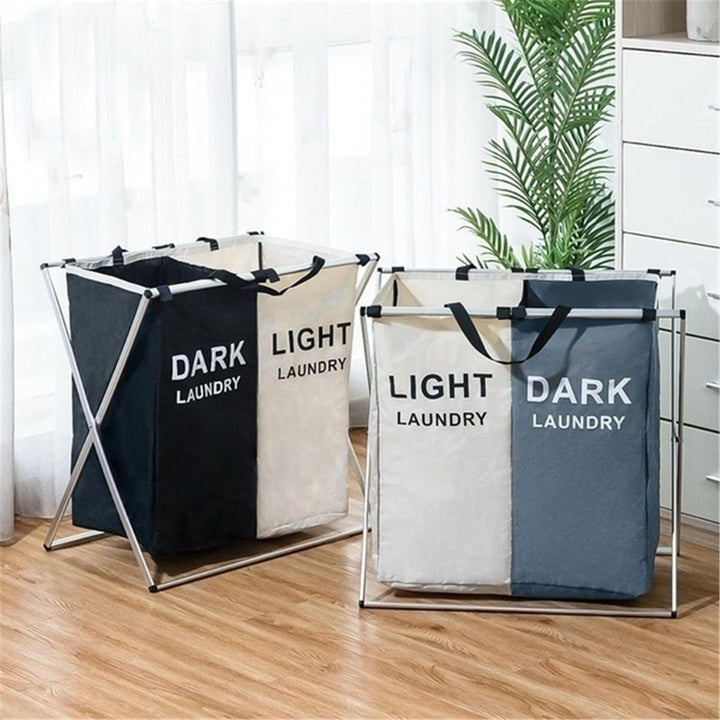 3 Grids Foldable Clothes Storage Hamper Baskets Organizer Laundry Bag - Trendha