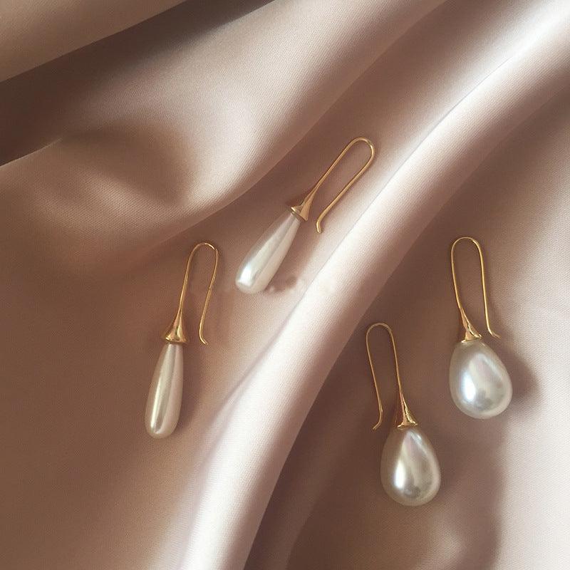 Waterdrop pearl simple personality earrings - Trendha