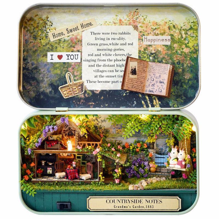 Cuteroom Old Times Trilogy DIY Box Theatre Dollhouse Miniature Tin Box Doll House With LED Light Extra Gift - Trendha
