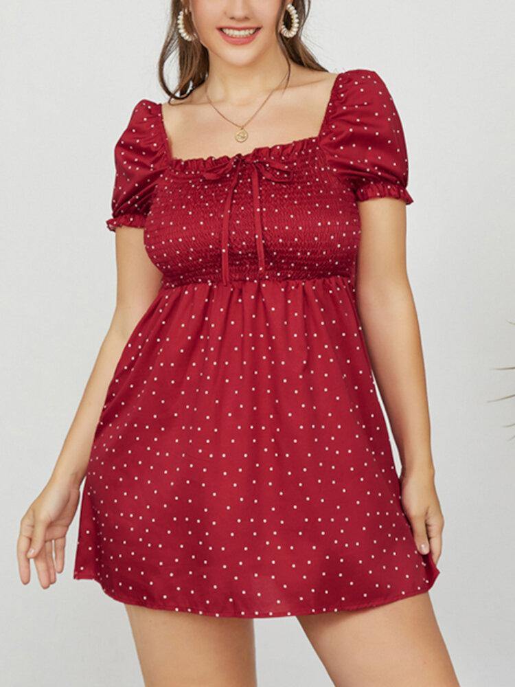 Puff Sleeve Floral Leisure Summer Holiday Dress For Women - Trendha