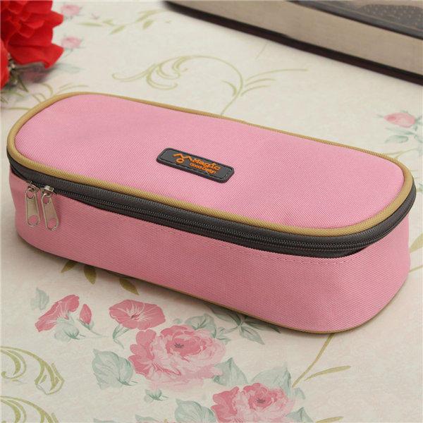 Large Capacity Canvas Zipper Pencil Case Pen Cosmetic Travel Makeup Bag - Trendha