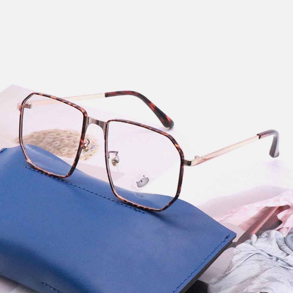 Unisex Polygonal Metal Full Frame Myopia Glasses Frame Anti-Blue Light Fashion Flat Glasses - Trendha