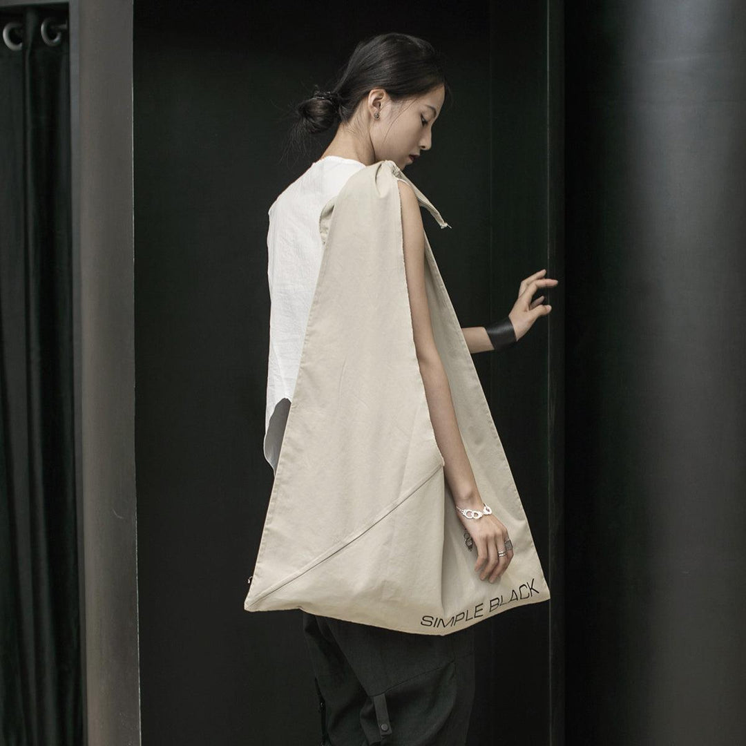 SIMPLE BLACK Original Designer Portable Raw-edged Strap Canvas Bag Shoulder Bag Bag - Trendha