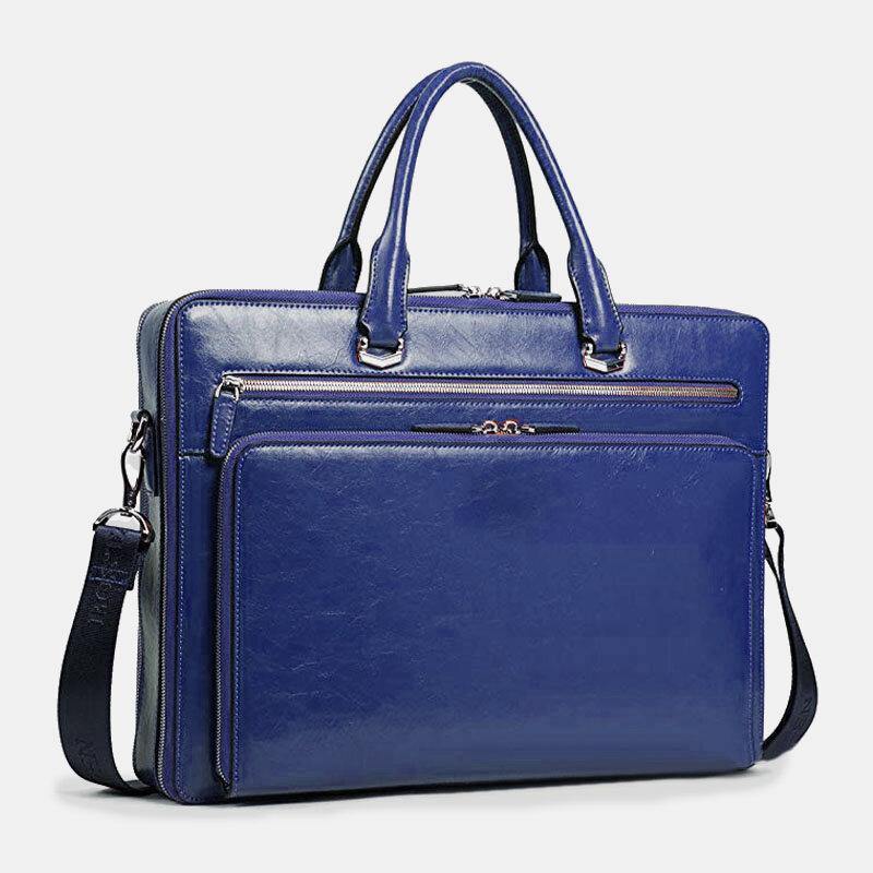 Men Faux Leather Multifunction Multi-pocket 15.6 Inch Laptop Bag Briefcases Handbag Shoulder Bag - Trendha