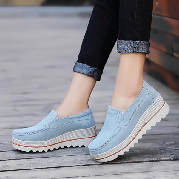Women Suede Breathable Slip On Platforms Casual Shoes - Trendha
