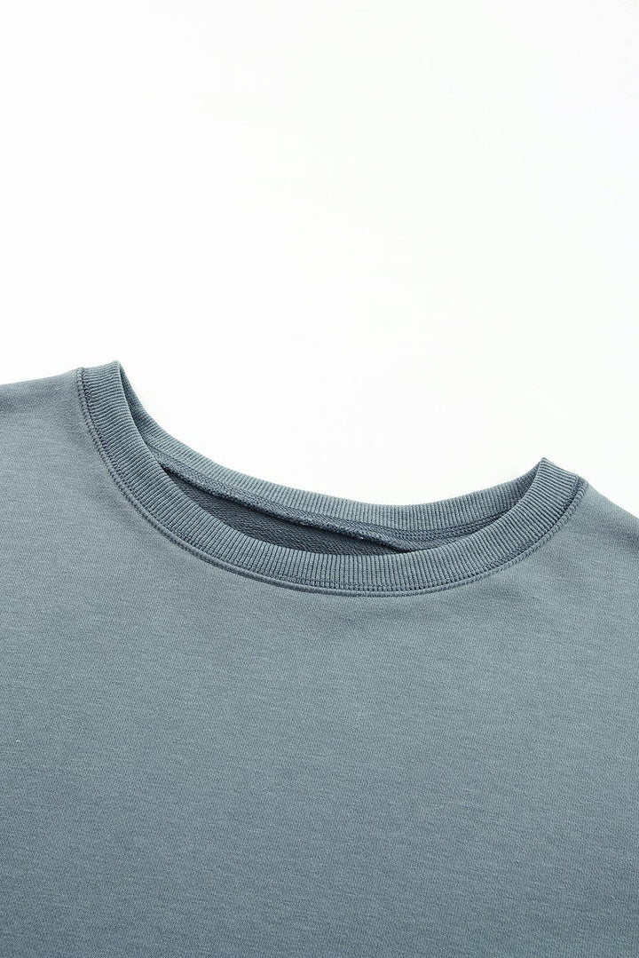 Side Slit Drop Shoulder Sweatshirt - Trendha