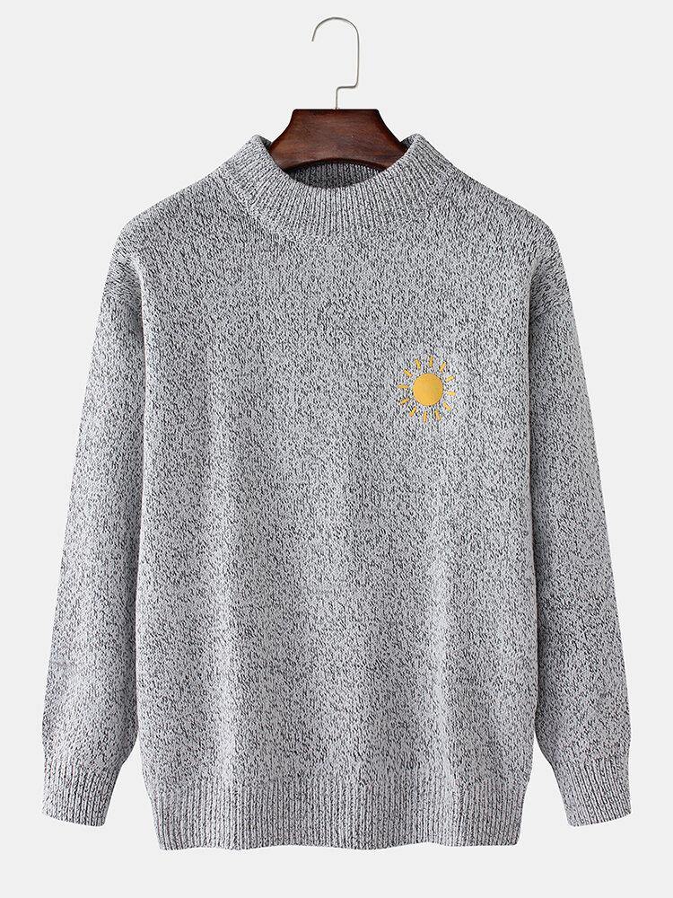 Mens Weather Symbol Graphics Long Sleeve Knitting Sweater - Trendha